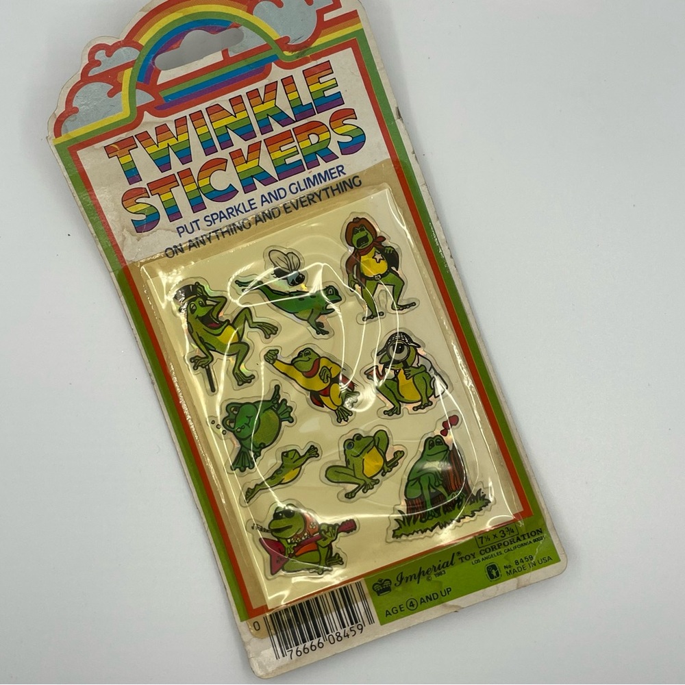 New Imperial Toy Corporation Twinkle Stickers Vintage 1983 Prism Frog Made USA